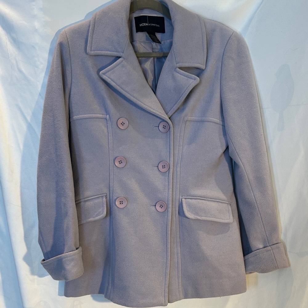 Lavender Wool Blend Peacoat Double Breasted Tailored Jacket Women’s M
